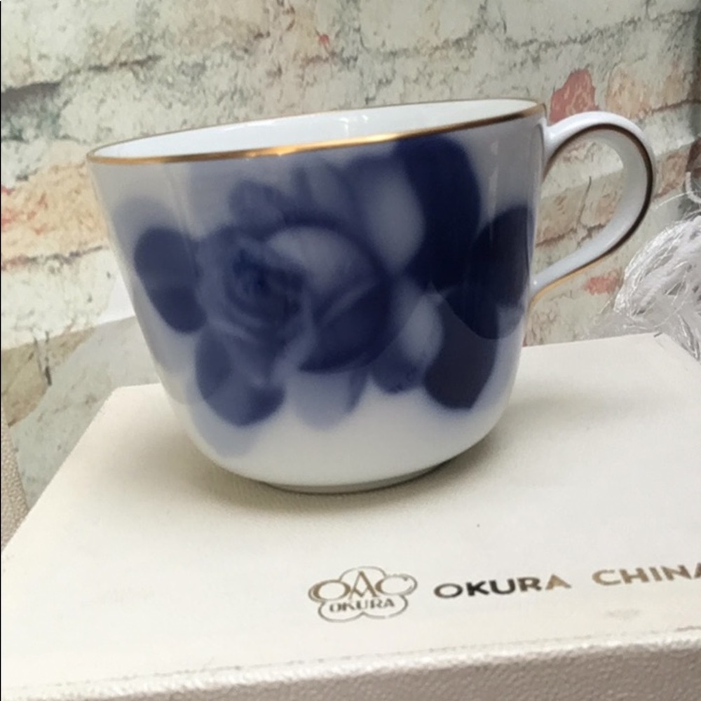 Okura China Fine Porcelain Art Blue Rose Cup Set - Picture 5 of 14